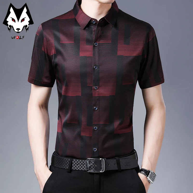 New Spring/Summer Men's Striped Short Sleeve Shirts Men's Sleeves Slim Fit Casual Shirts Hot Selling Spot Tops