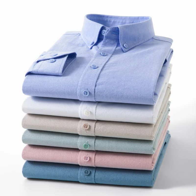 Herren-Langarmhemd - hochwertiges Oxford-Stoffhemd, trendiger Casual-Stil, vielseitig und geeignet für Streetwear.