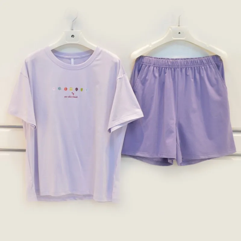 nicola-レディース-サマースリープウェア-40枚組-純綿-カジュアル-半袖-ショートパンツ-ホームウェア-快適で通気性のあるニットコットン