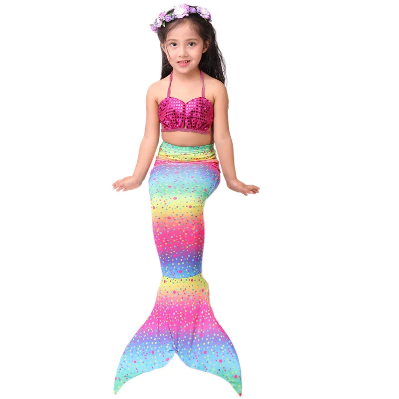 Costumes de maillot de bain à paillettes queue de sirène pour enfants, robe de princesse, cosplay d'Halloween, offre spéciale