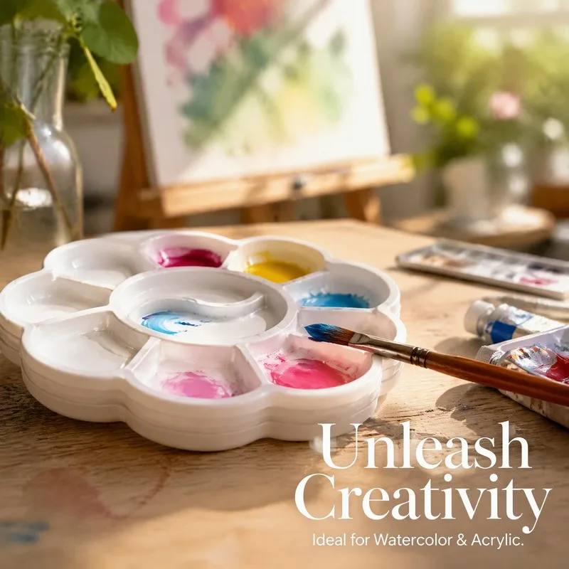 20PCS 10‑Well Disposable Flower Paint Palette, White Plastic Mixing Tray for Watercolor Gouache Acrylic Student Art Supplies
