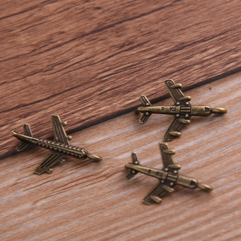 30PCS 15*22mm Airplane Plane Two Color Plated Pendants Antique Jewelry Making DIY Handmade Craft