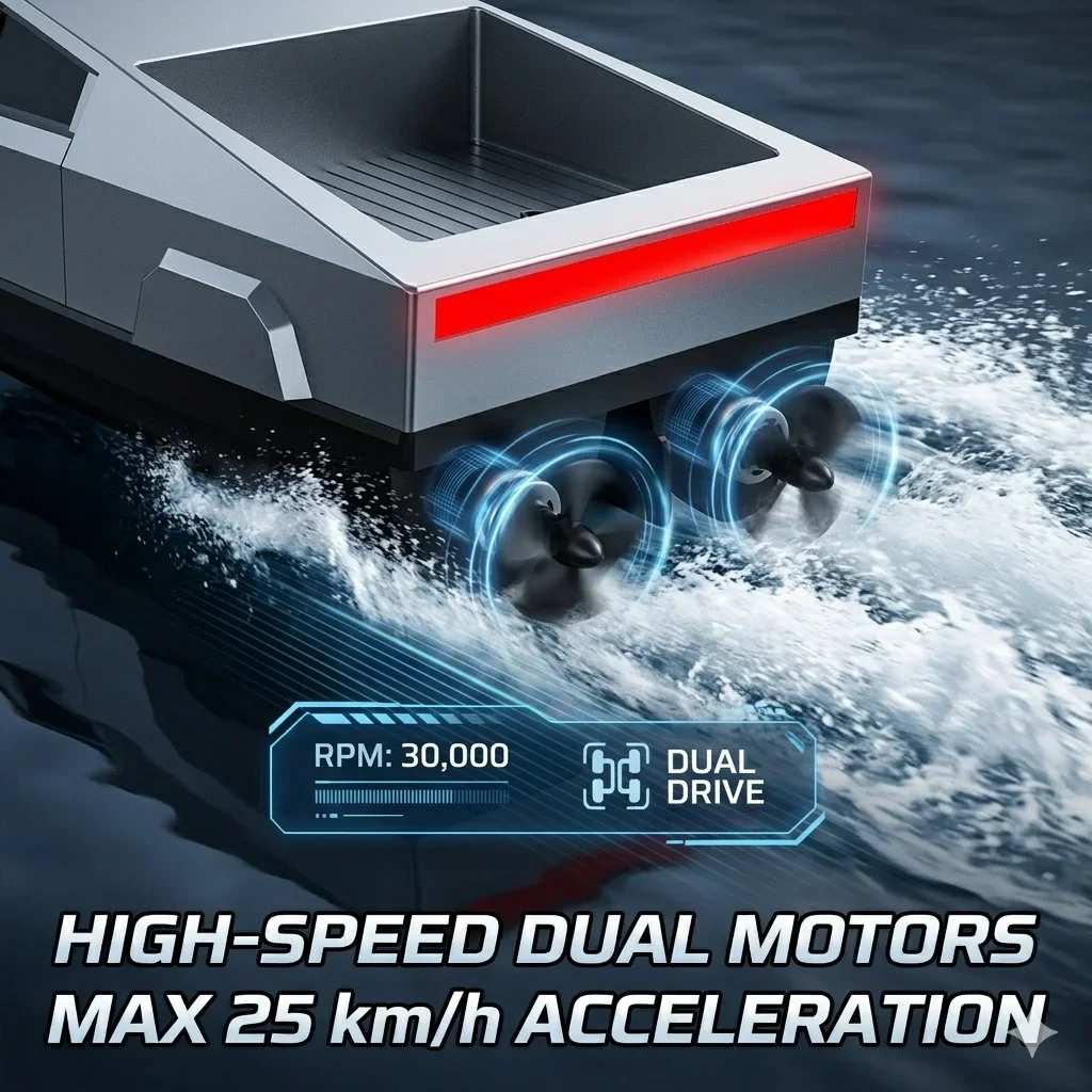 RC Boat High Speed 2.4GHz Remote Control Boat Dual Motor Waterproof Racing Speedboat for Pool Lake Outdoor Kids Boys Toy Gift