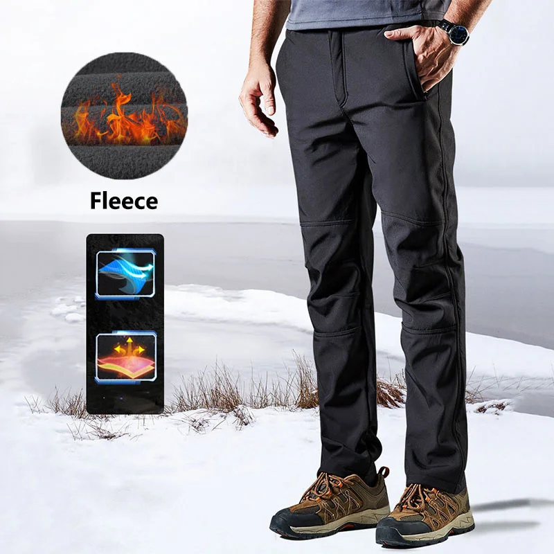 

Men Outdoor Winter Polar Fleece Pants Thick Thermal Waterproof Windproof Breathable Scratchproof Trousers Climbing Skiing