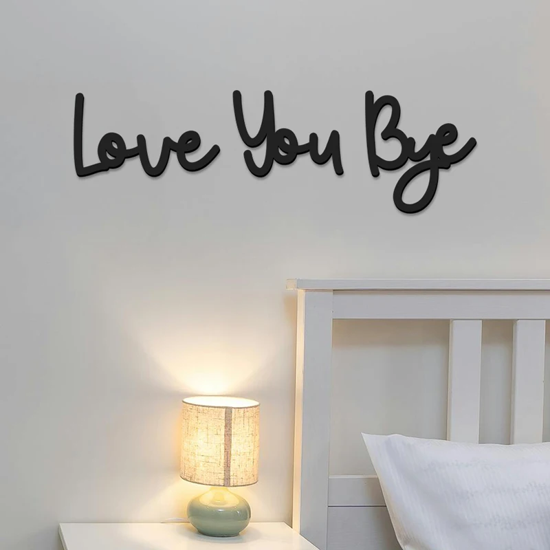 Love You Bye Wooden Sign Boho Wall Stickers Wall Art Gift for Bedroom Playroom Study Room Front/Above/Back the door Decorations