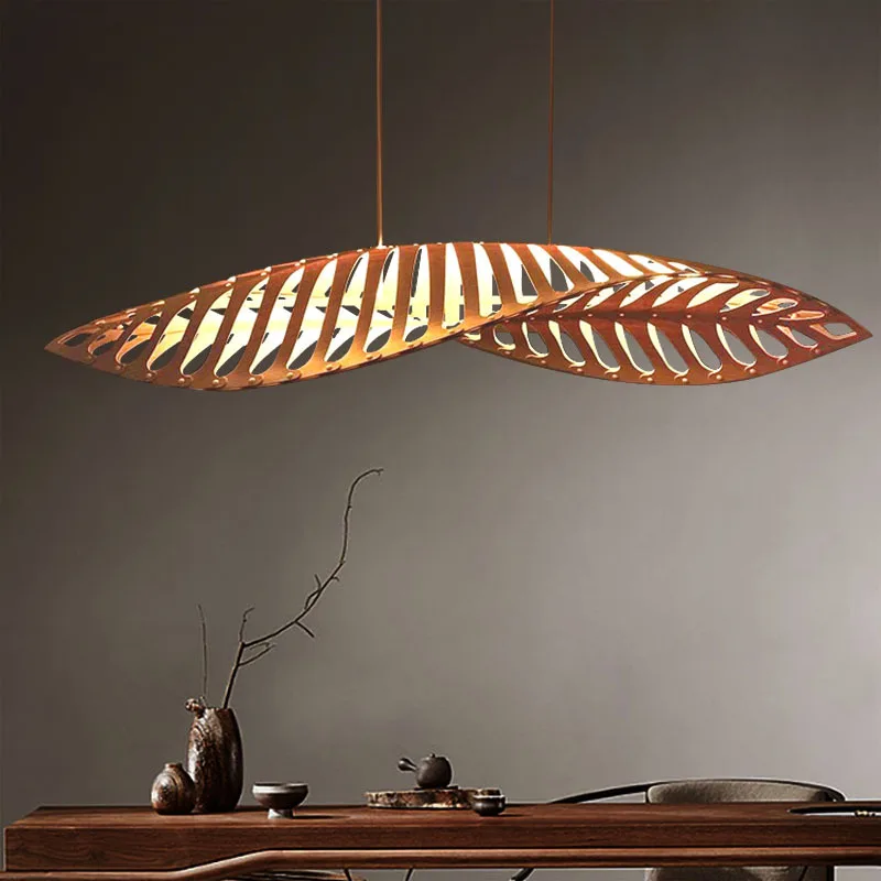 

Nordic Minimalist Creativity Wabi Sabi Wood Art Fish Bone Chandelier Restaurant Bar Cafe Dining Room Home Decor Pendant Lights