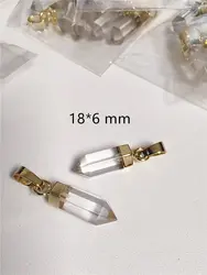 FUWO Wholesale Lovely Natural Crystal Quartz Point Pendant,Golden Plated Bullet Shape Accessories For Jewelry Making 5Pcs PD125W