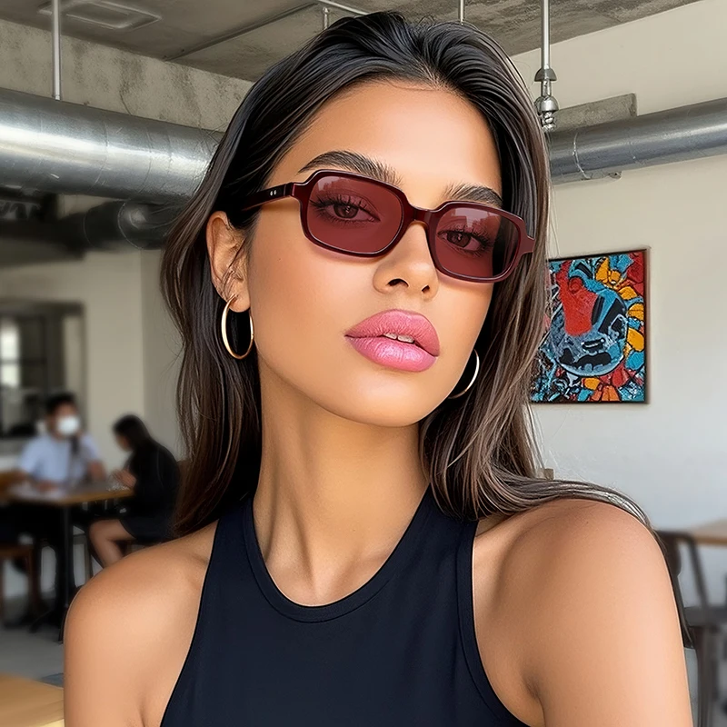 1/3 stücke Vintage Reis Nagel Quadrat Sonnenbrille für Frauen Y2K Luxus Spiegel Sonnenbrille Weibliche High-End-Casual einfache Brillen