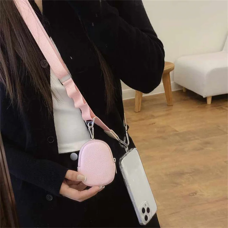 Stylish Mobile Phone Strap Zippered Pocket Anti-drop Phone Case Zippered Lanyard Wallet Adjustable Crossbody Wallet Long Lanyard