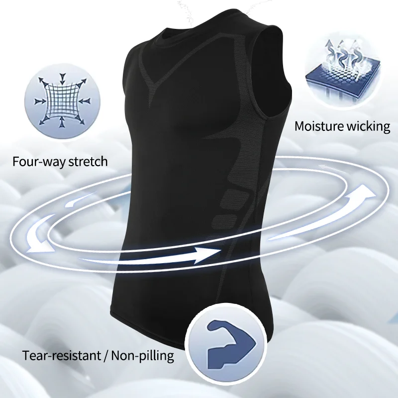Men Shapewear Strip Shaping Vest Sleeveless Shirt Tight Compression Shirts Tank Top Body Shaper Breathable Body Shaper Round Neck Underwear image 4