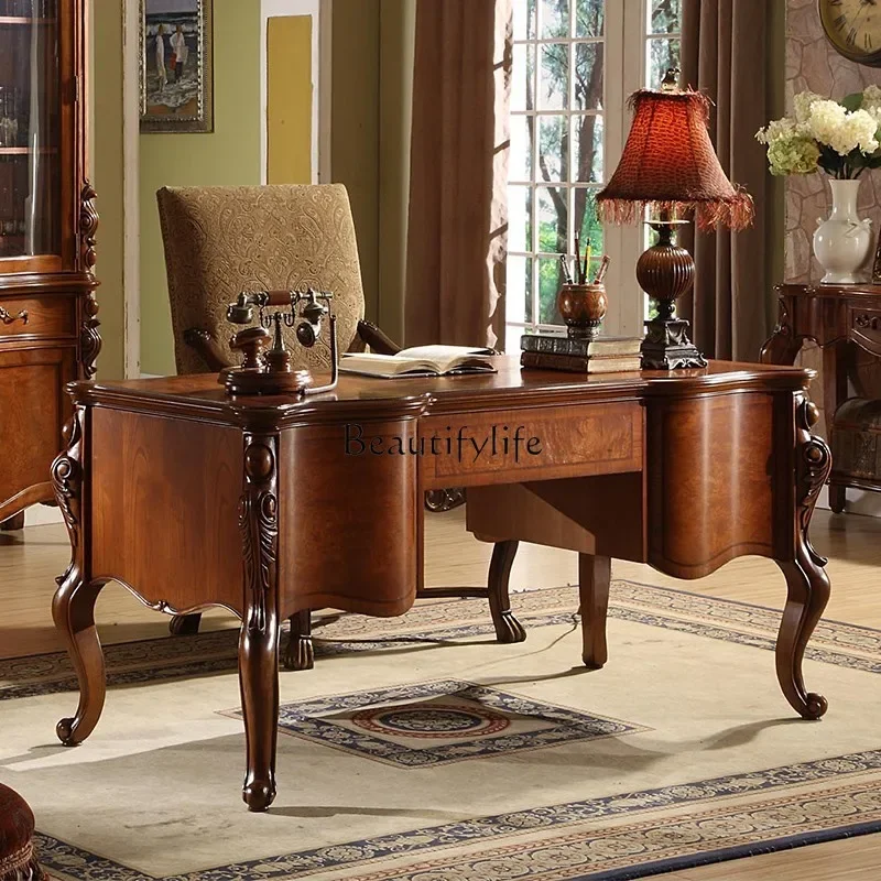 

GG8LAmerican Solid Wood Desk Office retro Writing Desk Home Computer Desk