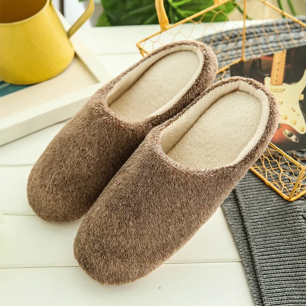 Womens Comfortable Soft Home Winter Slippers Lightweight Slip Floor Warm Bedroom Women\'s Slipper Female Plain Household Slippers