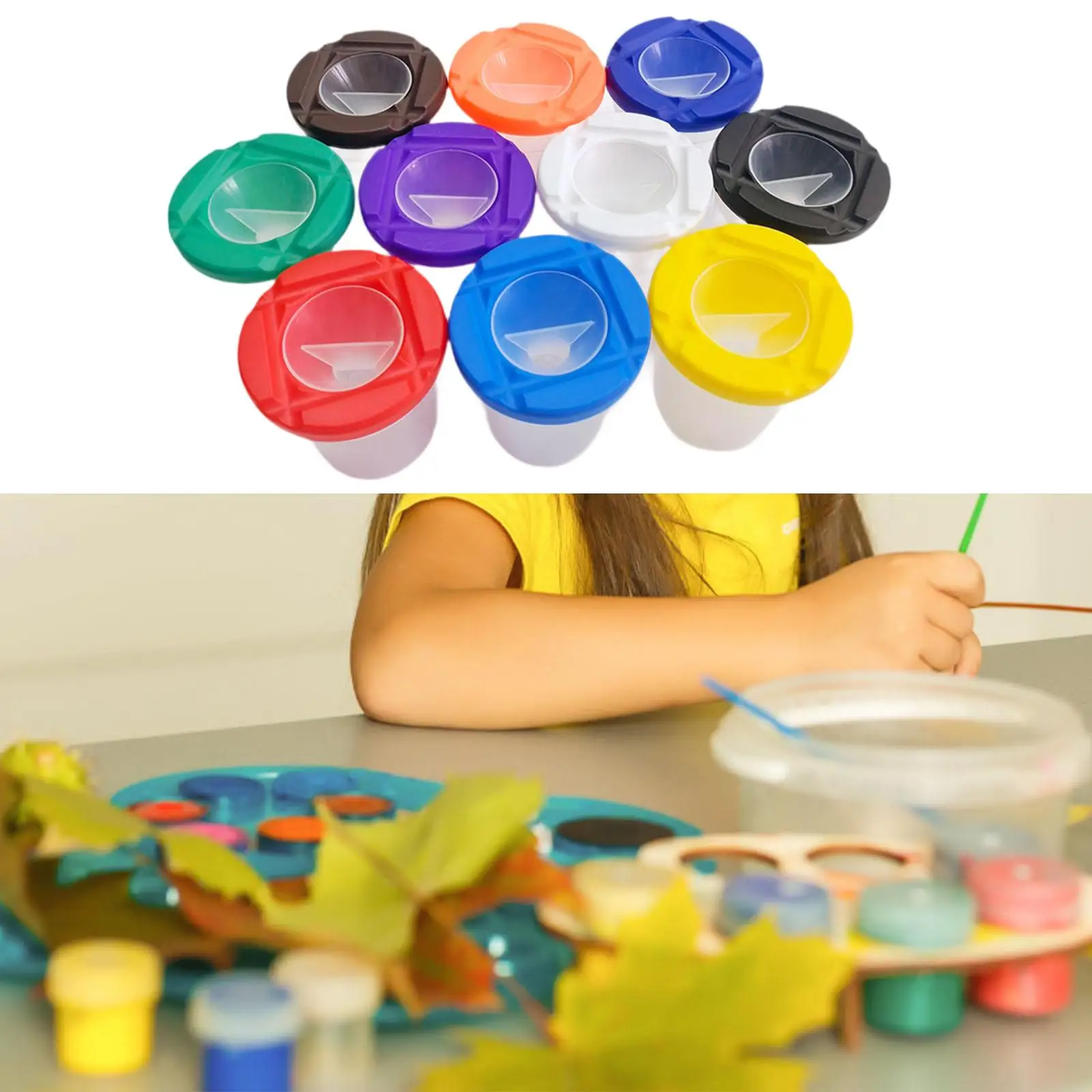 10 Pieces Spillproof Paint Cups with Lid Pigment Cups Decorative Tools Art Supplies for Acrylic Drawing Crafting Painting Gifts