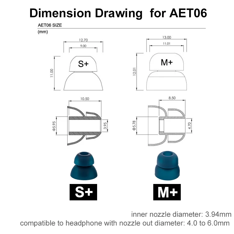 Acoustune AET06 eartips acoustune tips aet06a eartips double flange earbuds AET07/AET08/AET16 earpiece inear earphone accesories