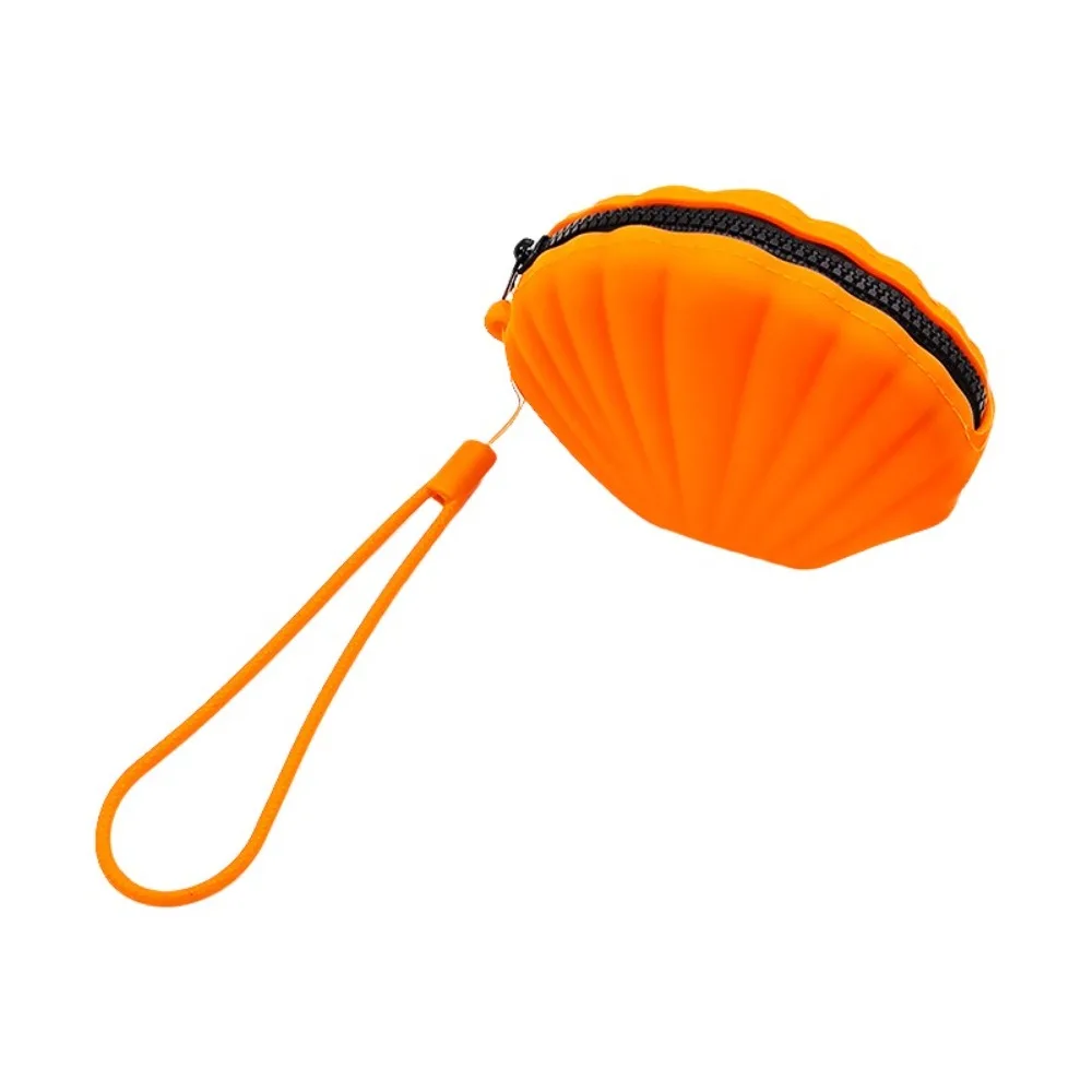 Multifunctional Silicone Coin Purse Shell Shape Portable Cosmetic Bag Zipper Earphone Bag Women Girls