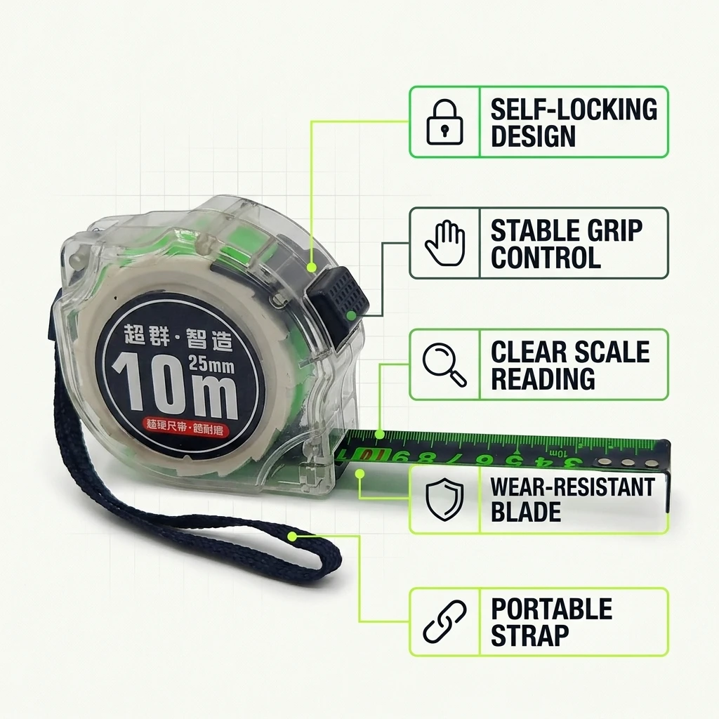 Premium Steel Tape Measure 7.5m 10m Self Locking Anti Drop Durable Laser Ruler for Construction Home Renovation DIY Crafts
