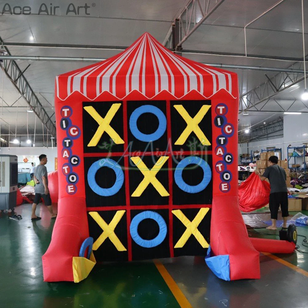 2.4mWx2mDx3mH Opblaasbaar Carnaval Tic Tac Toe Spel Opblaasbaar Buiten Bordspel voor Zakelijk Huur of Evenementen