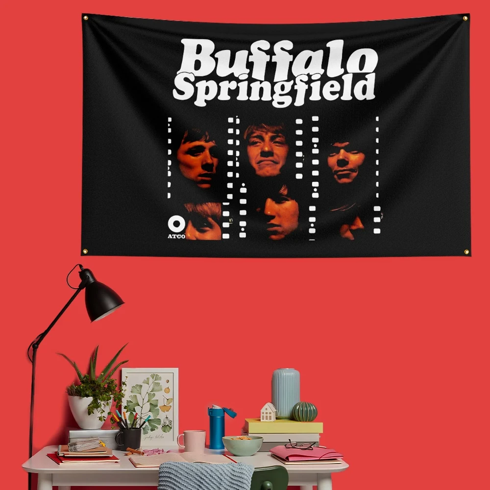 Buffalo Springfield Folk Rock Flag 3x5 FT 90x150cm Polyester Decorative Banner Tapestry For Music Fans Bedroom Wall Decoration