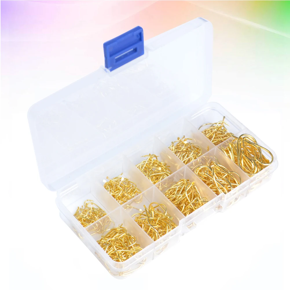 

1 Box High-Durable Fish Hooks Lightweight Fishing Hook Gold Color Outdoor Fishing Accessories Supplies Tools For Anglers