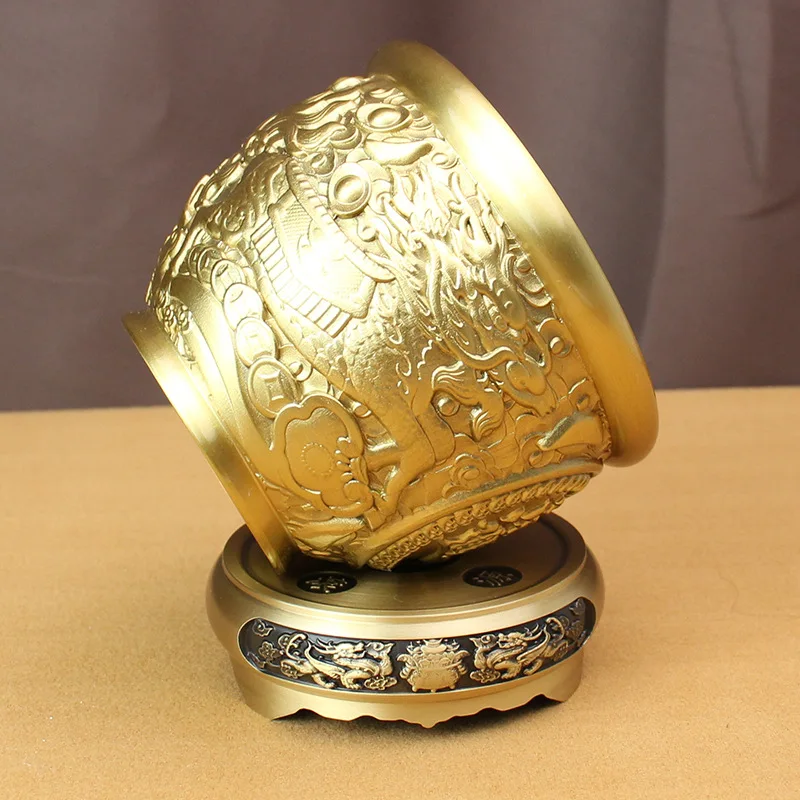 Brass KIRIN Cylinder Office Living Room Recruiting Rice Jinbao Golden Toad Cylinder Pure Copper Rice Cylinder Decoration Copper