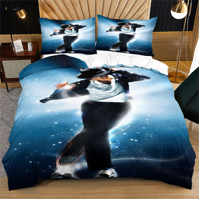 Michael Jackson Legend Duvet Cover Set King Of Pop Stage Moonwalk Print Bedding Set Retro Quilt Cover Set For Bedroom Decor Gift