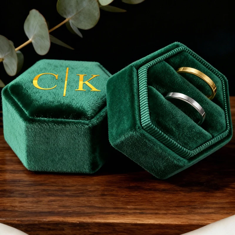 

Personalized Wedding Ring Box Custom Ring Box, Hexagon Ring Box, Velvet Ring Box, Double Ring Box Proposal Engagement Ring Box