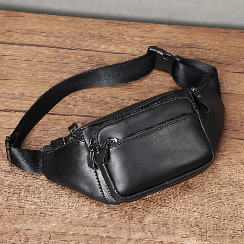 Genuine Leather Men's Fanny Pack Waist Bag For Men Large Capacity Men Belt Bag Male Chest Bags Waist Pack Outdoor Shoulder Bags