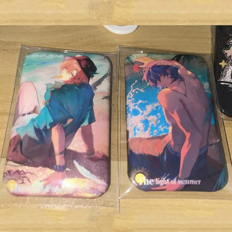 2Pcs/Lot 2025 Game Honkai: Star Rail Aventurine Kakavasha Dr. Ratio Cosplay Badge Rectangle Pin Tinplate Brooch Accessories