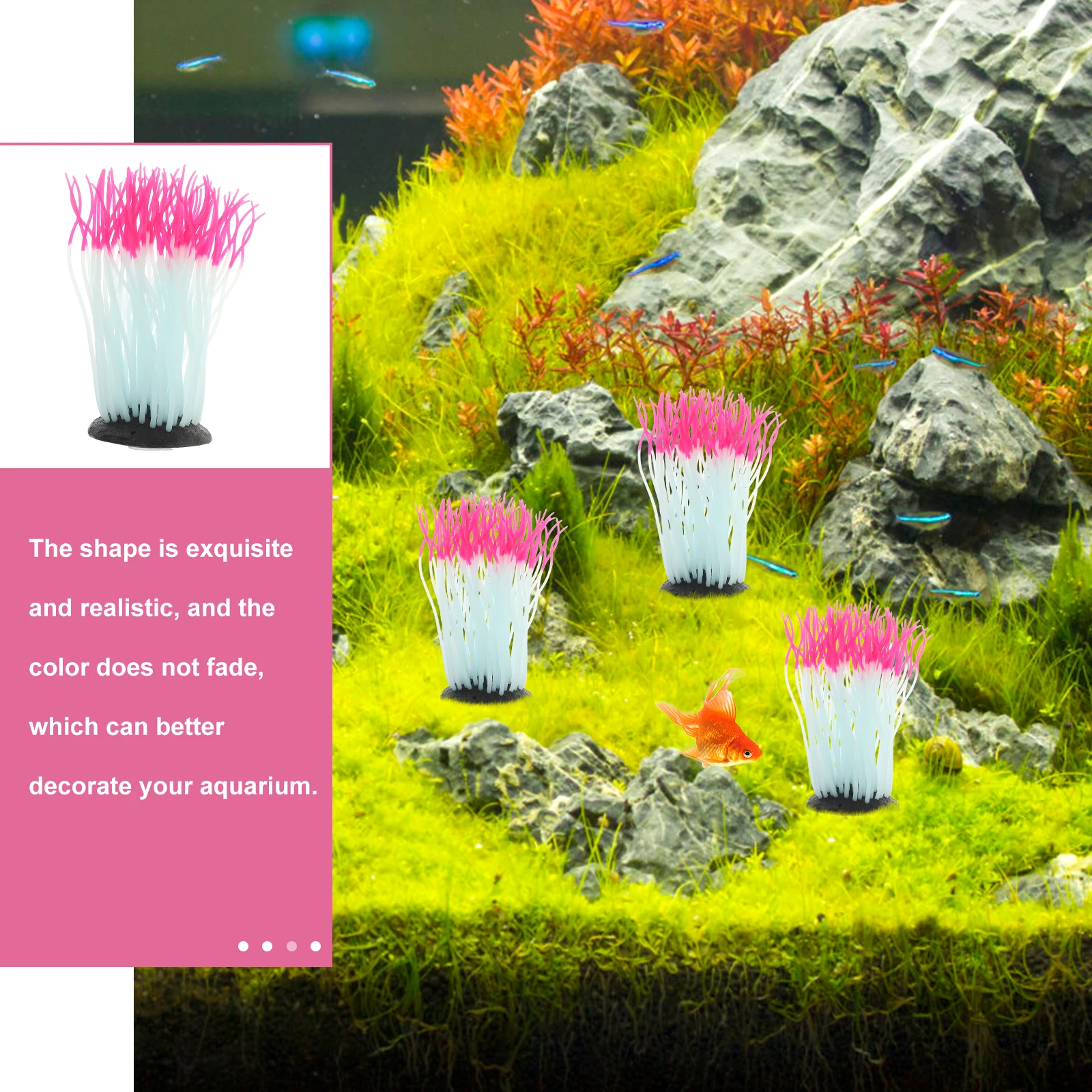 

Silicone Sea Anemone Ornament Aquarium Decoration Luminous Lifelike Soft Nonfade Suction Cup Aquarium Sea Anemone Adorn