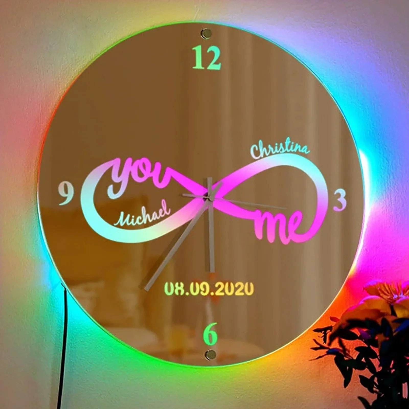

Custom Name LED Mirror Clock - Personalized Glow-in-the-Dark Mirror, Unique Christmas Gift for Her, Desktop Decoration Crafts