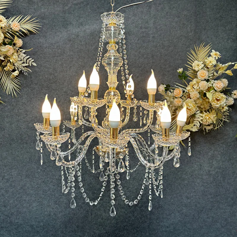 

New wedding props wrought iron European crystal chandelier stage ceremony pavilion wedding
