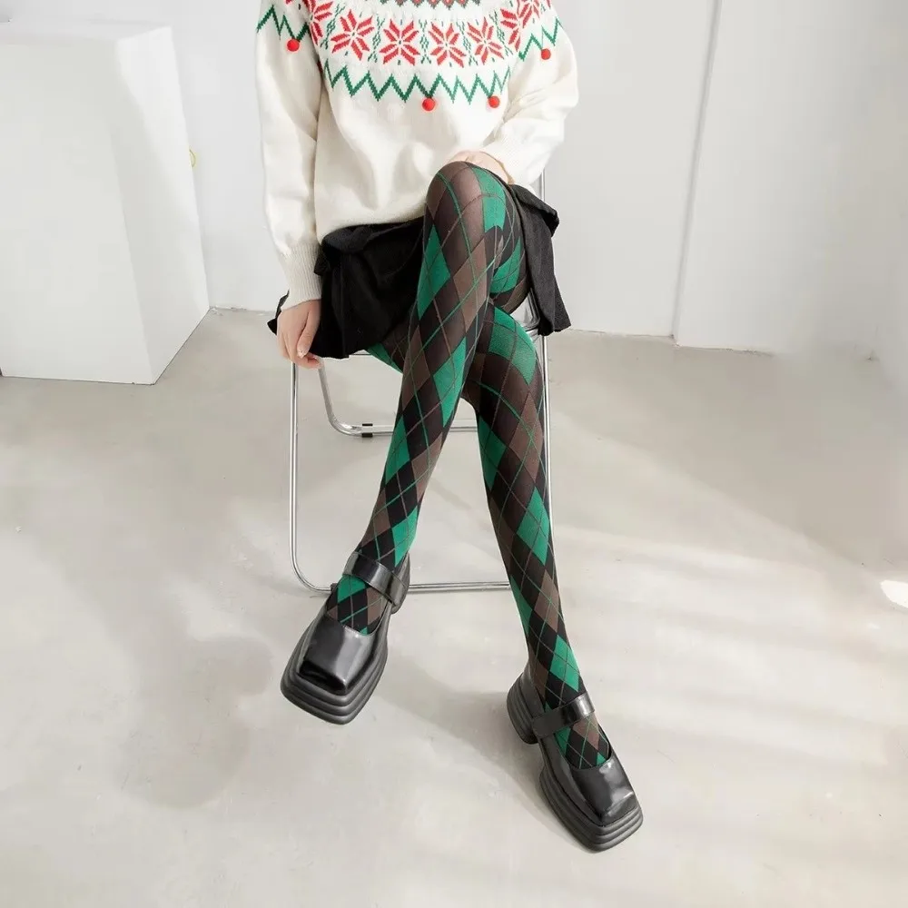 Nuovo Retro Plaid Calzamaglia Collant JK Stile Giapponese Lingerie Coscia Alta Calze Sexy Morbido Collant Legging Donne