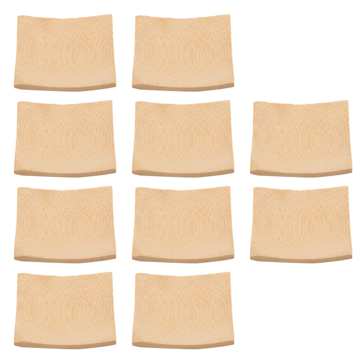 10Pcs 6x6cm Handcrafted Bamboo Sushi Tray Square Small Serving Dish Snack Dessert Fruit Cake Holder Kitchen Tool