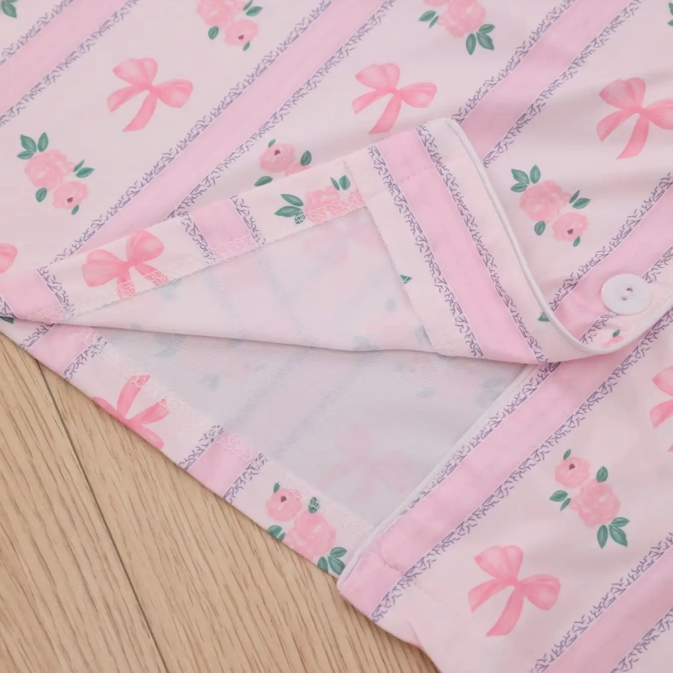 Girl's Heart Pink Striped Pajama Long Sleeve Long Pants Two Piece Set for Women's Casual Home Wear view 6