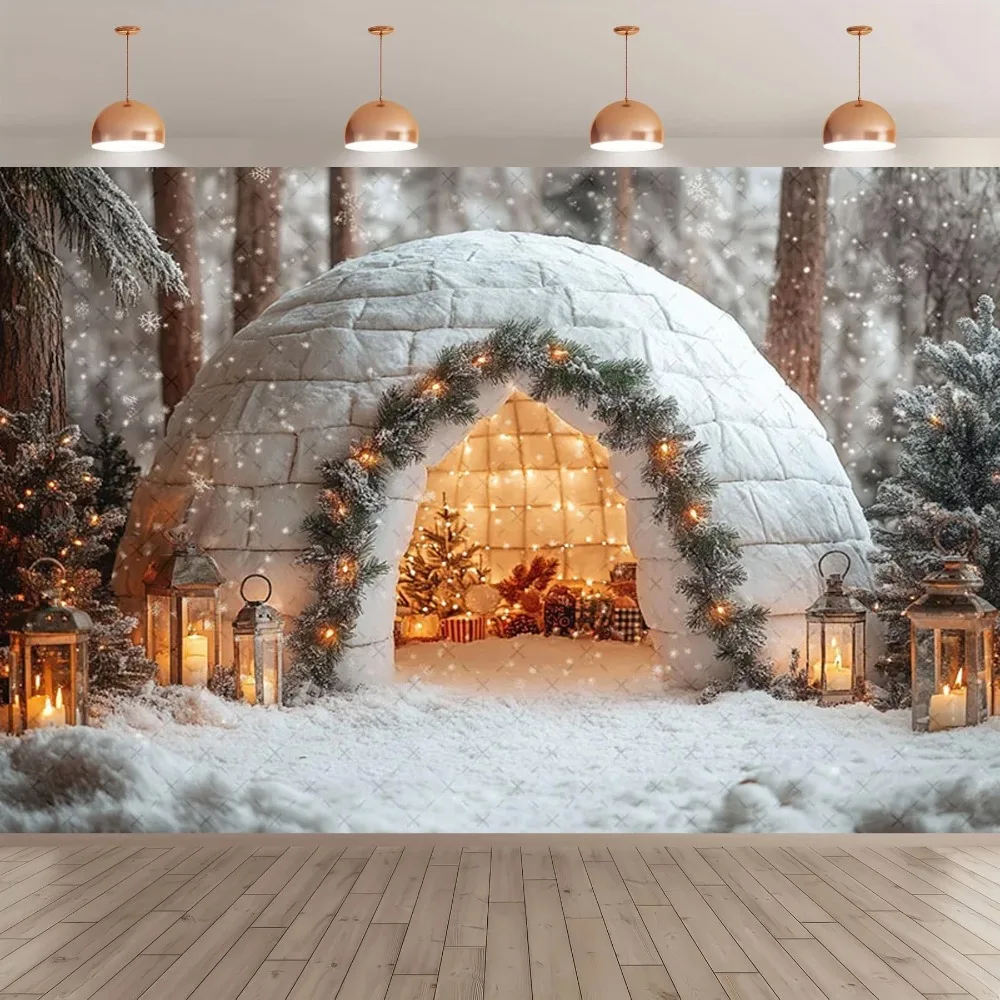 

Winter Christmas Arctic Snowforest Photography Background, Christmas Children Family Portrait Decoration Photography Background