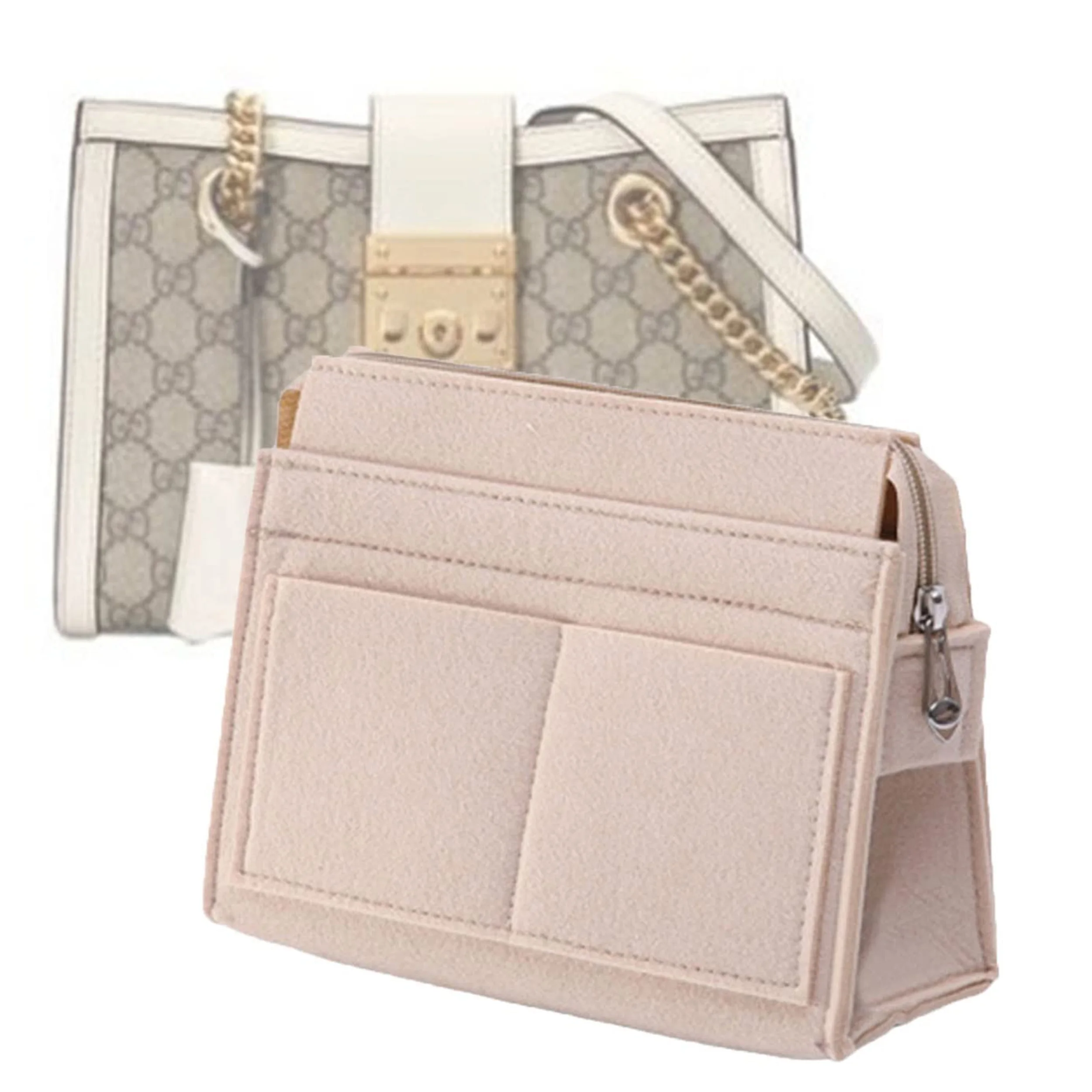 إدراج منظم المحفظة، منظم حقيبة اللباد متعدد الجيوب لحقيبة اليد ومنظم المحفظة