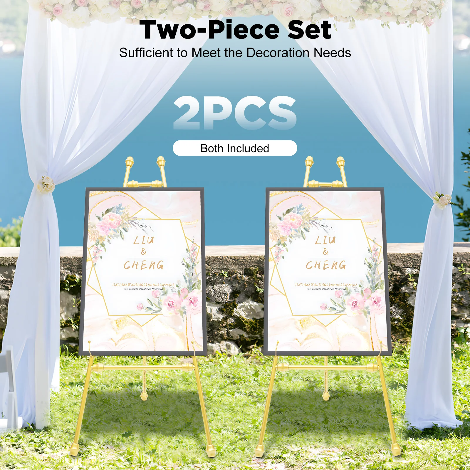 

Set of 2 Wedding Picture Frame Gold Vertical Party Picture Exhibition Frame
