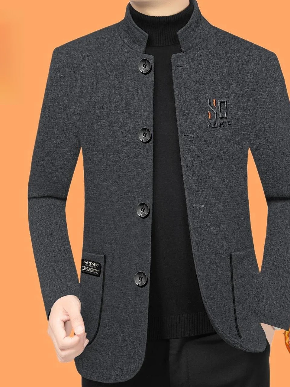 

Мужская утепленная хлопковая куртка с воротником-стойкой, повседневная деловая зимняя новинка, модное пальто Angzhong с длинными рукавами