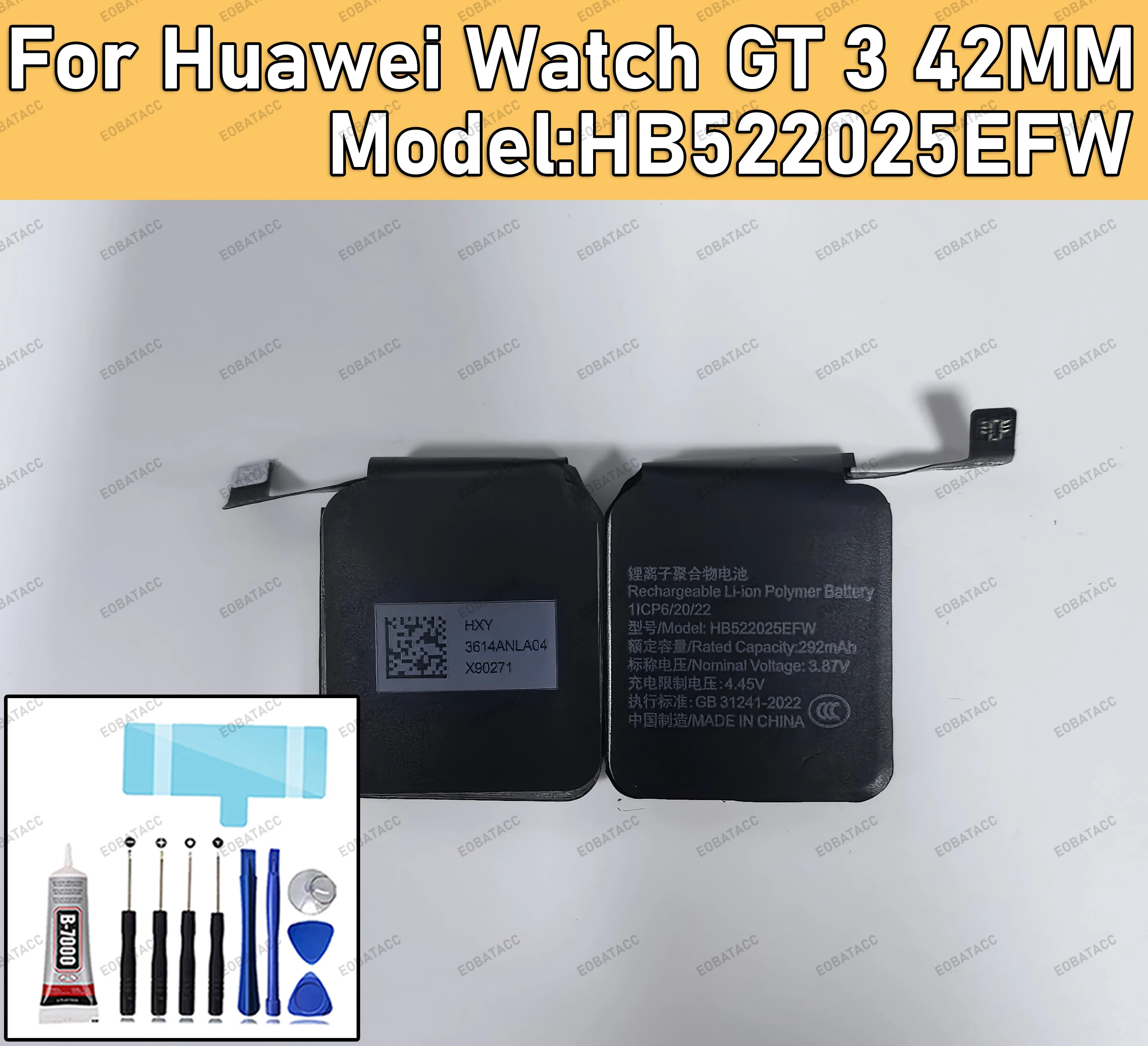 

Brand New HB522025EFW Replacement Watch Battery For Huawei GT 3 42MM GT3 Smart Bateria + Free Tools