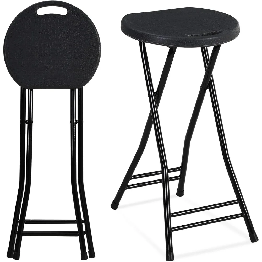 

Suzile 2 Pcs 24 Inch Tall Folding Chair Portable Plastic Stool Chair Heavy Duty Foldable Bar Stools with Handle for Adults Kitch