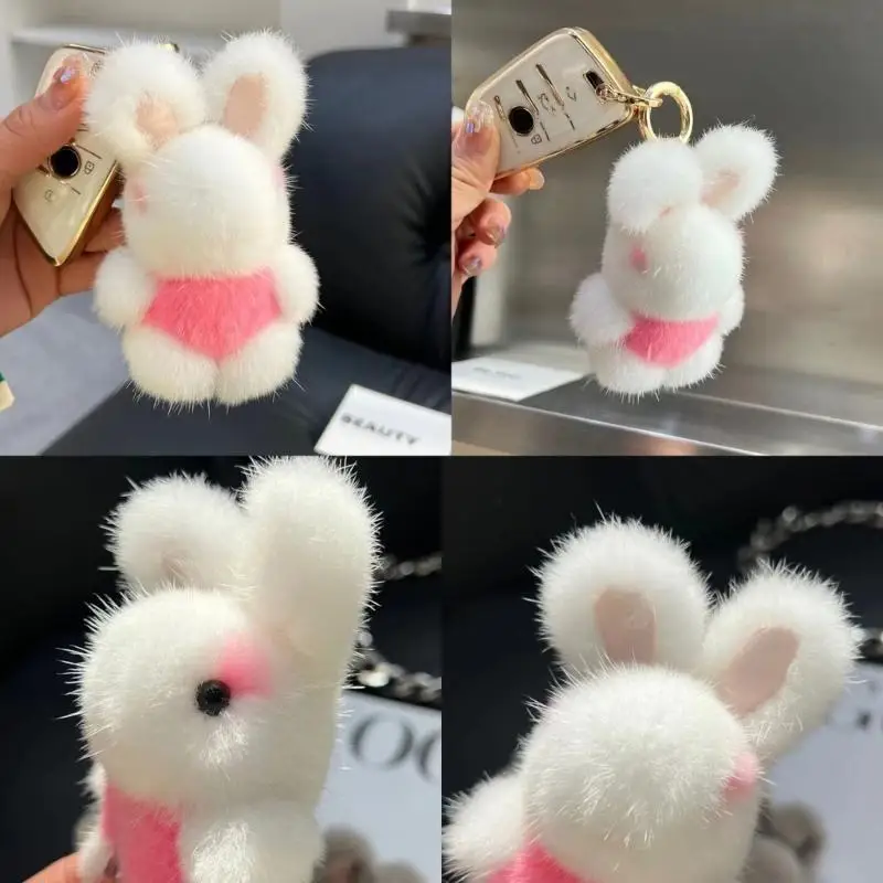 أفخم فرو المنك أرنب حلقة رئيسية رائعتين Bunnys حقيبة سلسلة مفاتيح حلية للأطفال أنيق الأطفال على ظهره الديكور 20CA