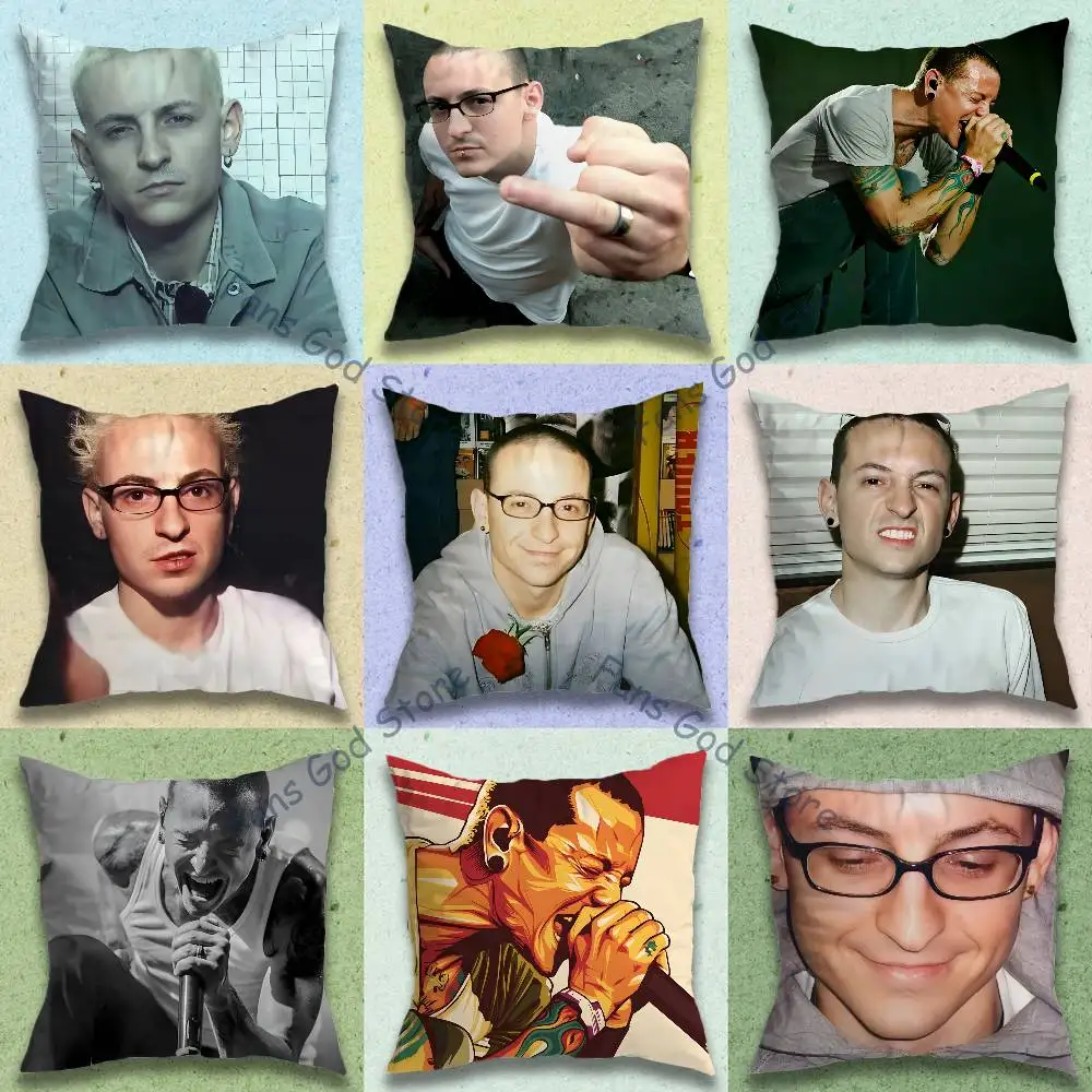 Singer C-Chester Bennington Pillow Case Square Double-Sided Printing Short Plush Sofa Cushion Cover Bedroom Office Sofa Gifes