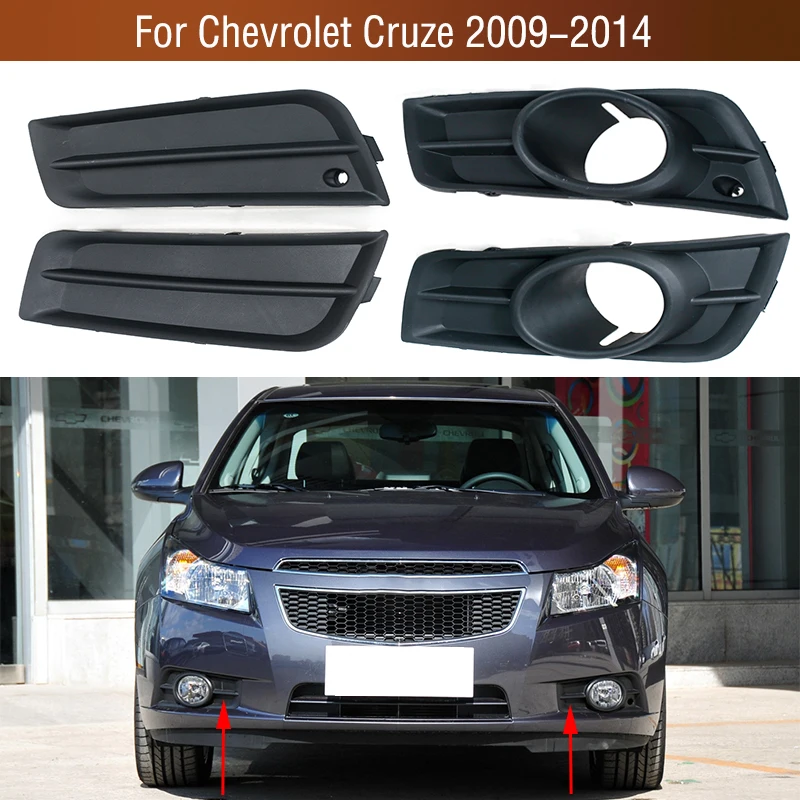 

2PCS For Chevrolet Cruze 2009 2010 2011 2012 2013 2014 Car Front Bumper Fog Lamp Light Cover Frame Foglight Trim Lid Bezel Hood