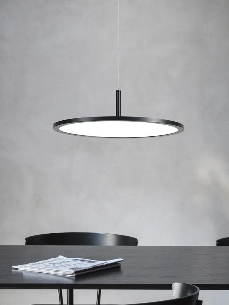 Creative Disc LED Black White Pendant Lights Modern Simple Restaurant Bar Cafe Bedroom Living Room Ultra-Thin Round Hanging Lamp