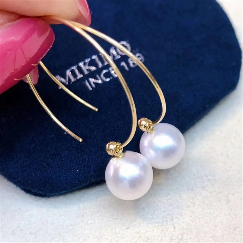 DIY Pearl Accessories S925 Pure Silver Ear Nail Empty Support K Gold C-shaped Earring Fit 7-10mm Round Elliptical Beads E029