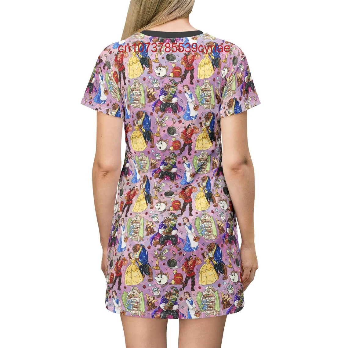 Beauty And The Beast Sketched Women's T-Shirt Dress 3D Printed Disney Street Fashion Short Sleeved Dress Sexy Tight Y2K Dress