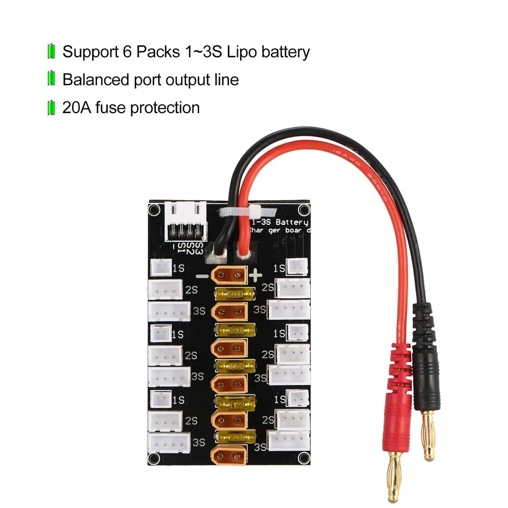 1S-3S 20A XT30 Plug Lipo Battery Parallel Charging Board for RC Racing Drone IMAX B6 Charger RC Car Balance Charge Parts