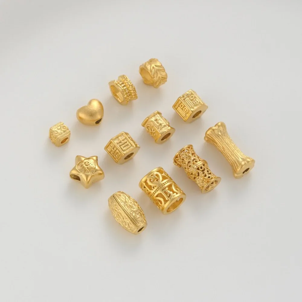 

Sand Gold Strong Color Love Heart-shaped Leaf-shaped Pentagram Jifu Character Bead Spacer Hollow Bucket Bead DIY Accessories