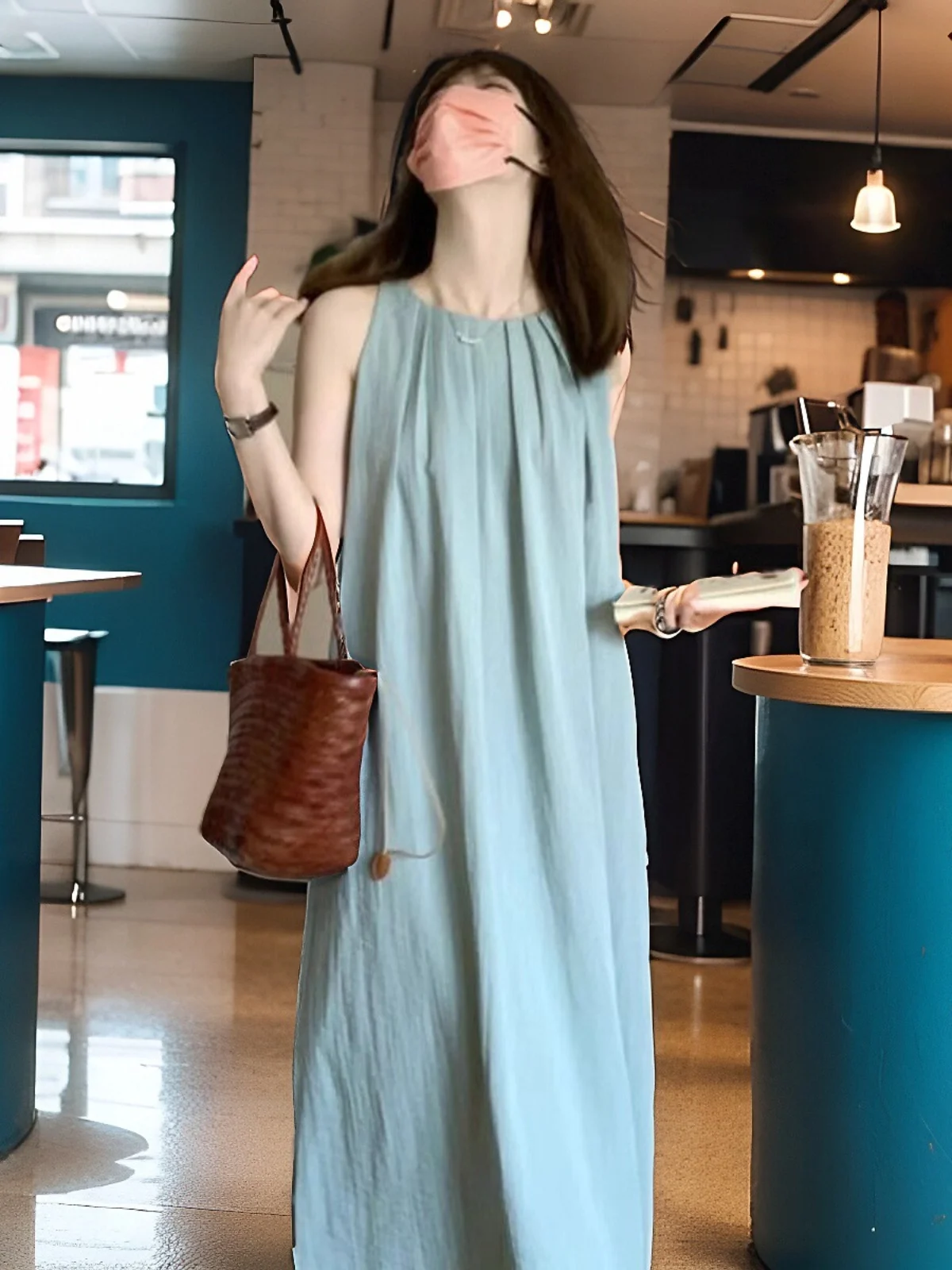 

Brand Women's Bal Svel Vest Dr Summer Loose Beach Long Dr White Enhancing High Waist A-Line Skirt Casual Wear