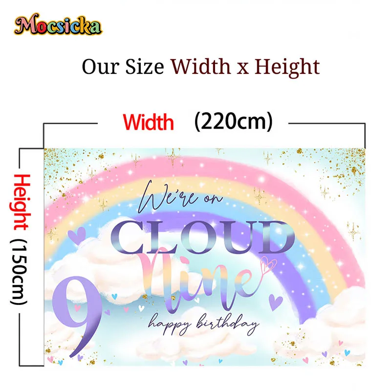 Mocsicka Backdrop for Birthday Girls Princess Flower Rainbow Newborn Baby Shower Party Photography Background Photo Studio Prop